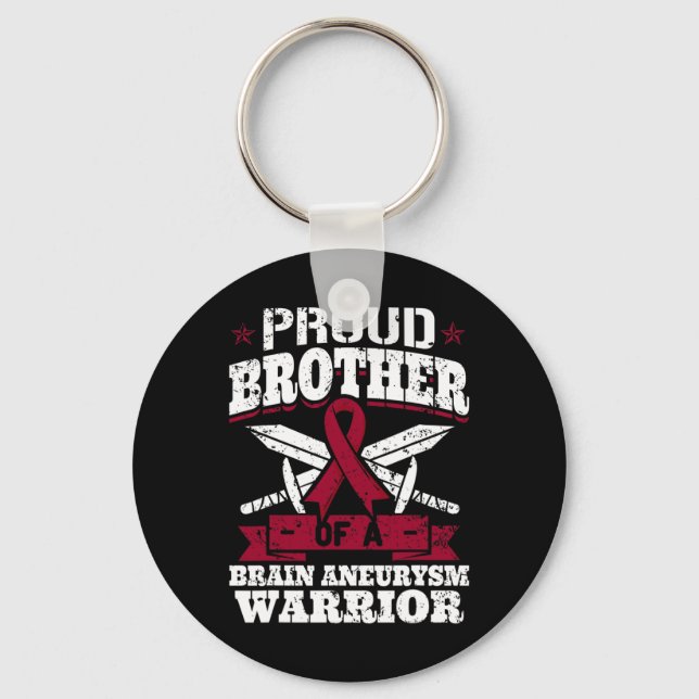 Proud Brother Of A Brain Aneurysm Warrior Awarenes Key Ring (Front)