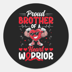 Proud Brother Of A Heart Warrior Disease Awareness Classic Round Sticker