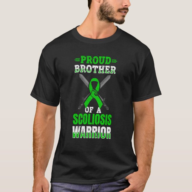 Proud Brother Of A Scoliosis Warrior  Scoliosos su T-Shirt (Front)