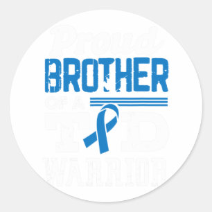Proud Brother Of A T1d Warrior Diabetes Awareness Classic Round Sticker
