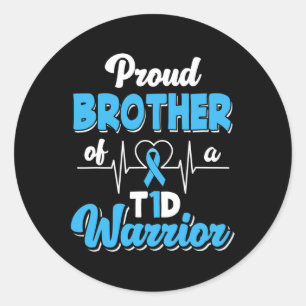 Proud Brother Of A T1d Warrior Diabetic Diabetes A Classic Round Sticker