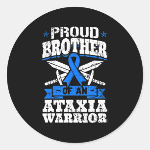 Proud Brother Of An Ataxia Warrior Awareness Ribbo Classic Round Sticker