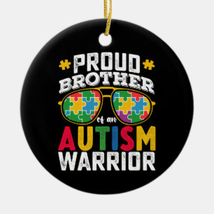 Proud Brother Of An Autism Warrior Family Ceramic Ornament