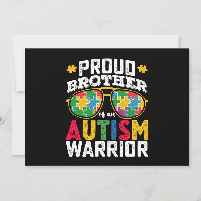 Proud Brother Of An Autism Warrior Family Invitation (Front)