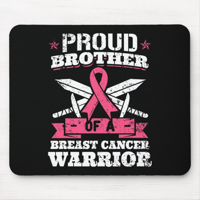 Proud Brother Of Breast Cancer Warrior Pink Awaren Mouse Pad (Front)