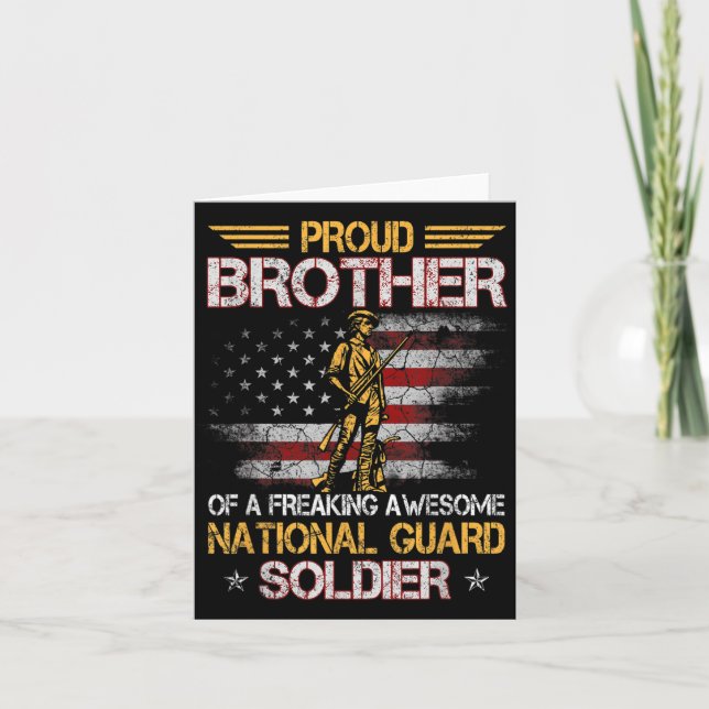 Proud Brother Of National Guard Soldier Veterans D Card (Front)