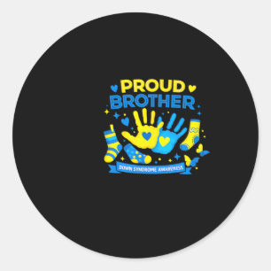 Proud Brother T21 World Down Syndrome Awareness Classic Round Sticker