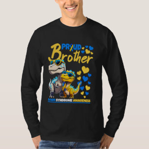Proud Brother World Down Syndrome Awareness Dinosa T-Shirt
