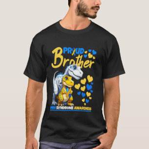Proud Brother World Down Syndrome Awareness Dinosa T-Shirt