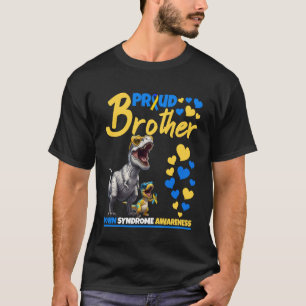 Proud Brother World Down Syndrome Awareness Dinosa T-Shirt