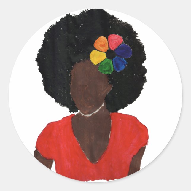 Proud Brown Lady Classic Round Sticker (Front)