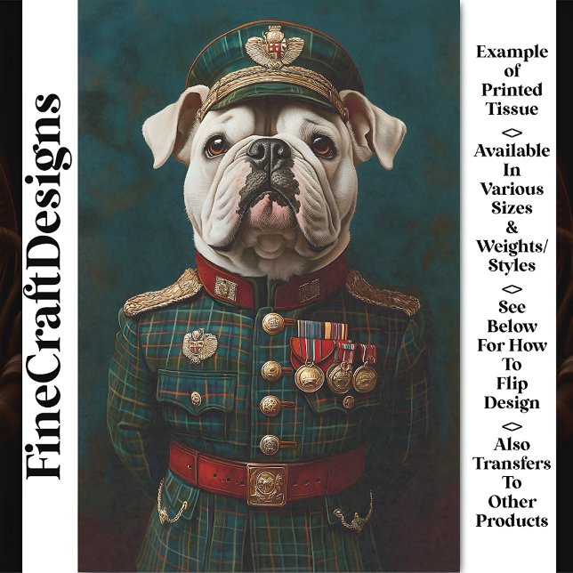 Proud Bulldog, Military Uniform CF2 Decoupage Tissue Paper (Creator Uploaded)