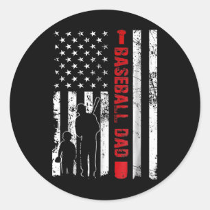 Proud Bysebyll Dad American Flag Sports Father Day Classic Round Sticker