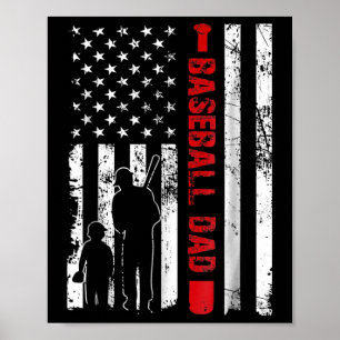 Proud Bysebyll Dad American Flag Sports Father Day Poster