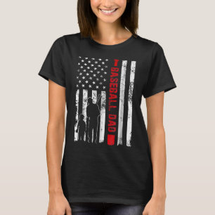 Proud Bysebyll Dad American Flag Sports Father Day T-Shirt