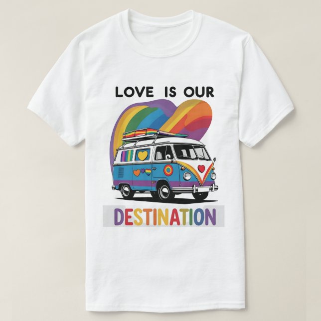 Proud Camper – Rainbow RV Pride T-Shirt (Design Front)