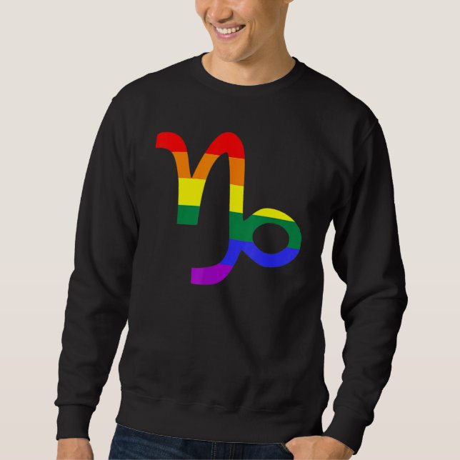 Proud Capricorn Astrology LGBTQ Zodiac Sign Horosc Sweatshirt (Front)