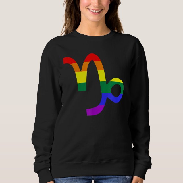 Proud Capricorn Astrology LGBTQ Zodiac Sign Horosc Sweatshirt (Front)