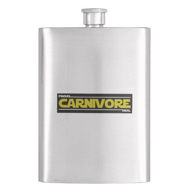 Proud Carnivore. Deal. Hip Flask (Front)