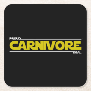 Proud Carnivore. Deal. Square Paper Coaster