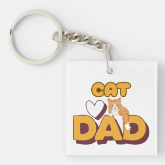 Proud Cat Dad Father's Day Double-Sided  Key Ring