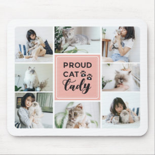 Proud Cat Lady Blush Pink Photo Collage Mouse Pad