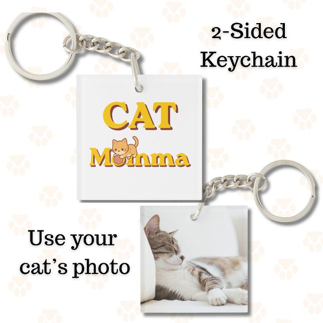 Proud Cat Momma Mother's Day Double-Sided  Key Ring (Cat Momma Double-Sided Keychain)