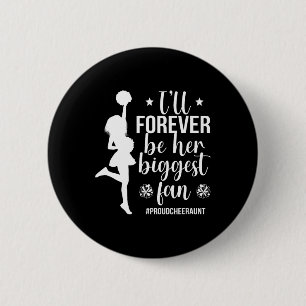 Proud Cheer Aunt Of A Cheerleader Women's Black Ch 6 Cm Round Badge