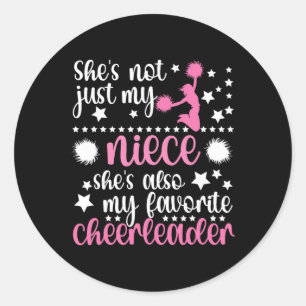 Proud Cheer Auntie For Mother's Day Women's Black Classic Round Sticker