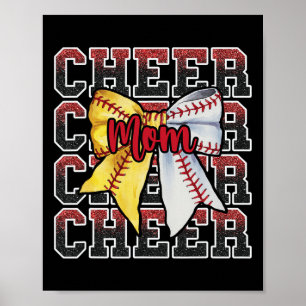 Proud Cheer Mum Coquette Bow Sport Sell Softll Red Poster