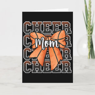 Proud Cheer Mum Mama Coquette Bow Sport Sketll Ora Card