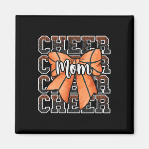 Proud Cheer Mum Mama Coquette Bow Sport Sketll Ora Magnet