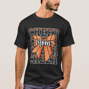 Proud Cheer Mum Mama Coquette Bow Sport Sketll Ora T-Shirt