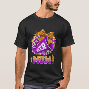 Proud Cheer Mum Purple Gold Pom Pom Megaphone Coqu T-Shirt