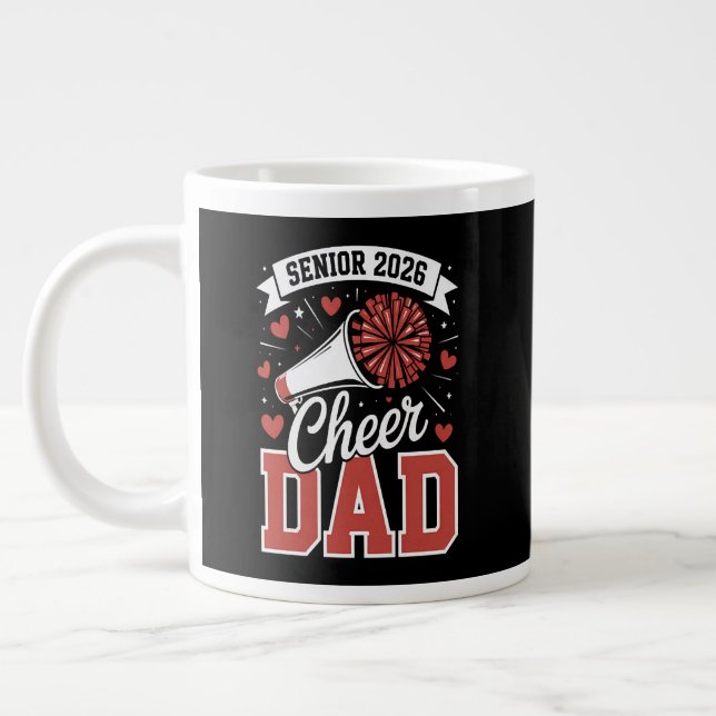 Proud Cheer Senior dad 2026 Large Coffee Mug (Left)