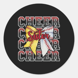 Proud Cheer Sister Coquette Bow Sport Sell Softll Classic Round Sticker