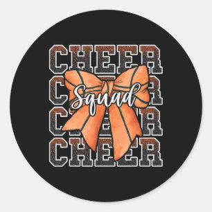 Proud Cheer Squad Coquette Bow Sport Sketll Orange Classic Round Sticker