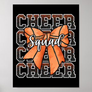Proud Cheer Squad Coquette Bow Sport Sketll Orange Poster