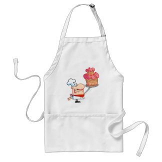 Proud Chef Holds Up Cake Standard Apron