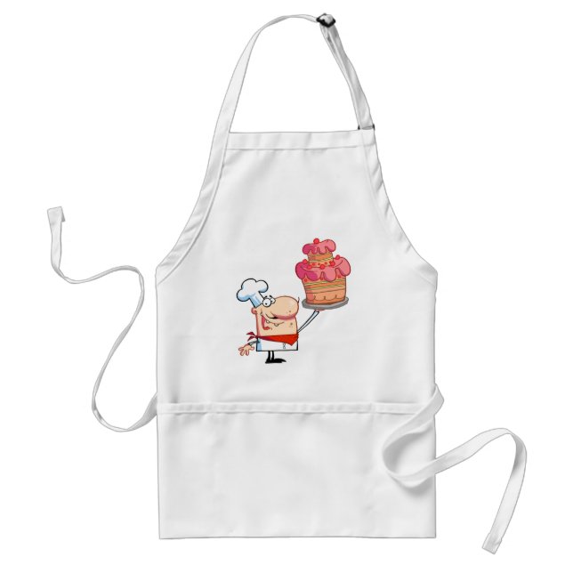 Proud Chef Holds Up Cake Standard Apron (Front)