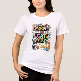 Proud Childless Cat Lady Cute Kawaii Cats Funny Ca Tri-Blend Shirt