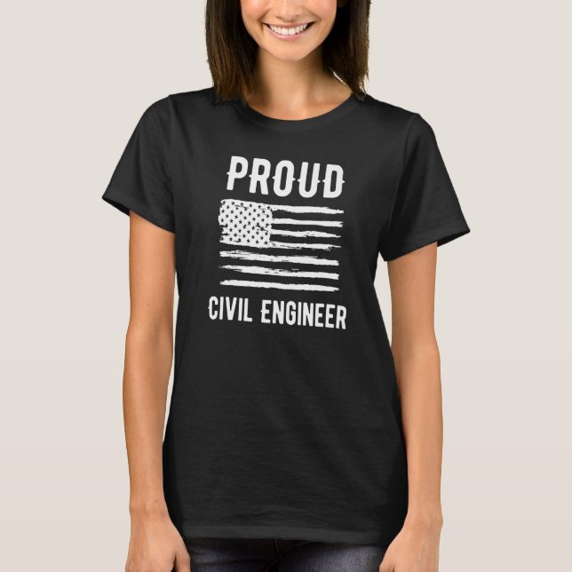 Proud Civil Engineer Profession American Flag Prem T-Shirt (Front)