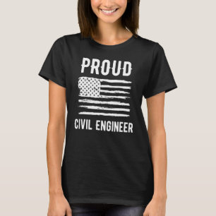 Proud Civil Engineer Profession American Flag T-Shirt