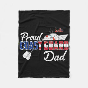 Proud Coast Guard Dad Us Veteran Family Matching Fleece Blanket