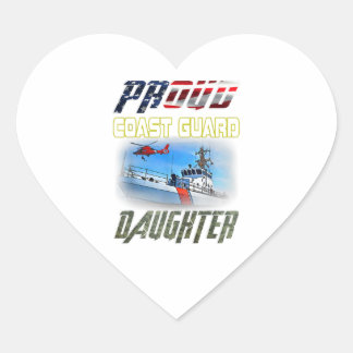 Proud Coast Guard Daughter Flag American Heroes Heart Sticker