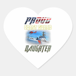 Proud Coast Guard Daughter Flag American Heroes Heart Sticker