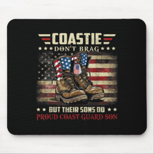 Proud Coast Guard Son Funny Coastie Dont Brag Flag Mouse Pad