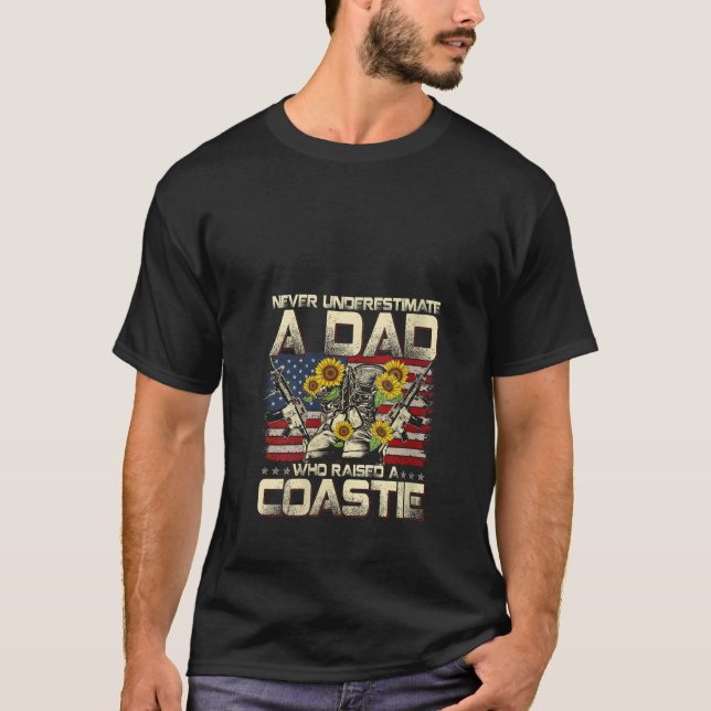 Proud Coastie Dad USA Military Veteran Coast Guard T-Shirt (Front)