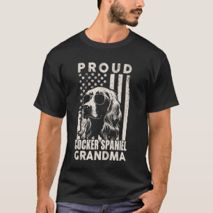 Proud Cocker Spaniel Dog Grandma American Flag Pat T-Shirt