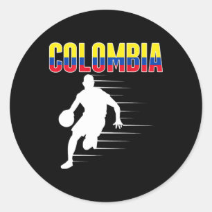 Proud Colombia Sketll Fans Jersey Colombian Flag L Classic Round Sticker